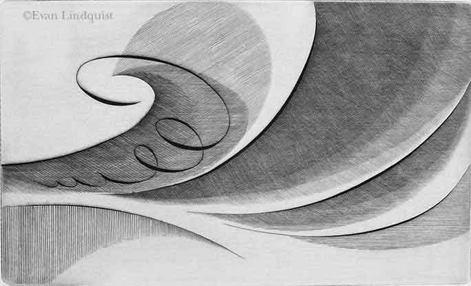 Evan Lindquisvt, Spatial Dimensions, Spiral, copperplate engraving