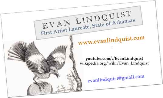 Evan Lindquist, card with mocking bird and email address