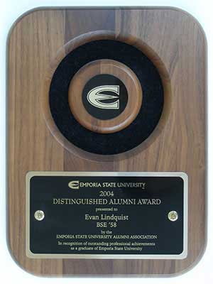Emporia State University Distinguished Alumni Award presented to Evan Lindquist artist-printmaker, 2004